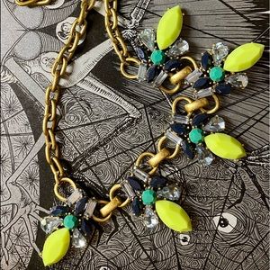 J. Crew Gold Chainlink Neon Jewel Necklace